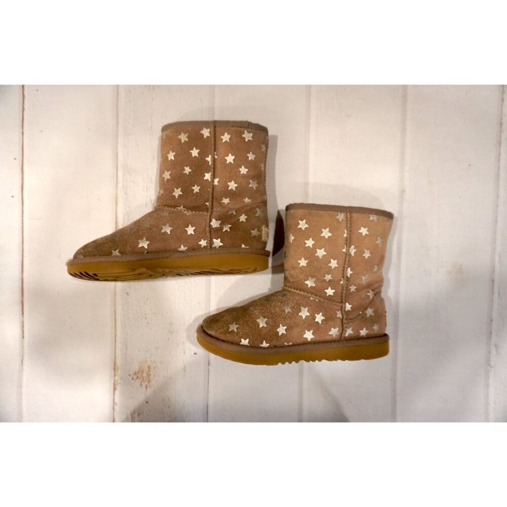 Ugg Brown Suede Star Print Girls Boots – Size 2 - Picture 3 of 13
